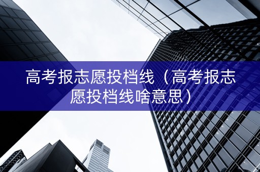 高考报志愿投档线（高考报志愿投档线啥意思）