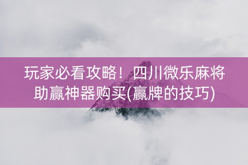 玩家必看攻略！四川微乐麻将助赢神器购买(赢牌的技巧)