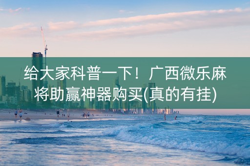 给大家科普一下！广西微乐麻将助赢神器购买(真的有挂)