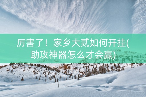 厉害了！家乡大贰如何开挂(助攻神器怎么才会赢)
