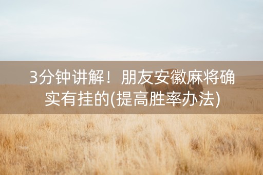 3分钟讲解！朋友安徽麻将确实有挂的(提高胜率办法)