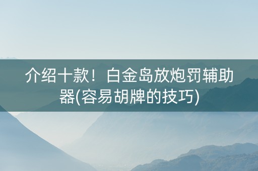 介绍十款！白金岛放炮罚辅助器(容易胡牌的技巧)
