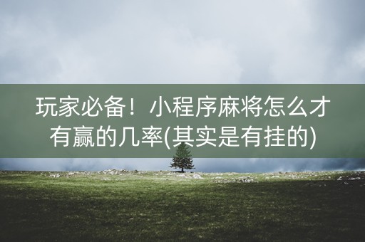 玩家必备！小程序麻将怎么才有赢的几率(其实是有挂的)
