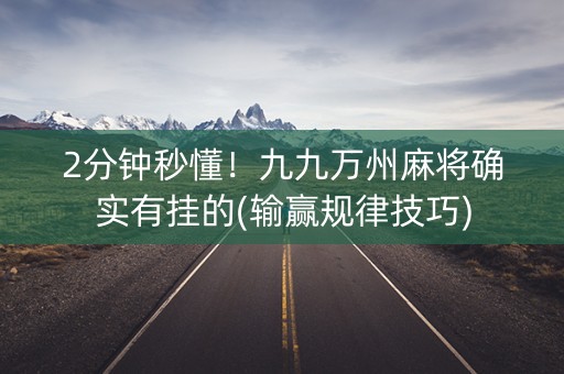 2分钟秒懂！九九万州麻将确实有挂的(输赢规律技巧)