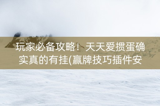 玩家必备攻略！天天爱掼蛋确实真的有挂(赢牌技巧插件安装)