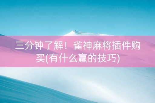 三分钟了解！雀神麻将插件购买(有什么赢的技巧)