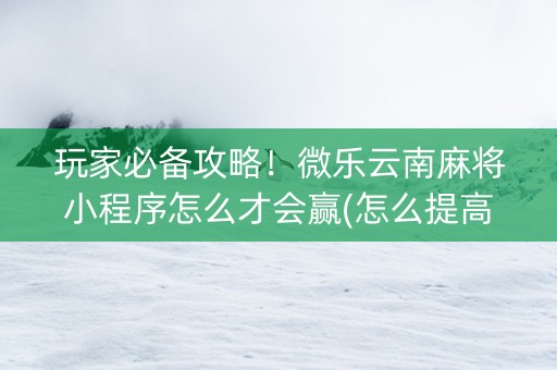 玩家必备攻略！微乐云南麻将小程序怎么才会赢(怎么提高赢牌率)