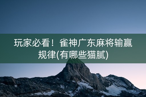 玩家必看！雀神广东麻将输赢规律(有哪些猫腻)