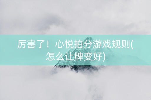 厉害了！心悦拍分游戏规则(怎么让牌变好)