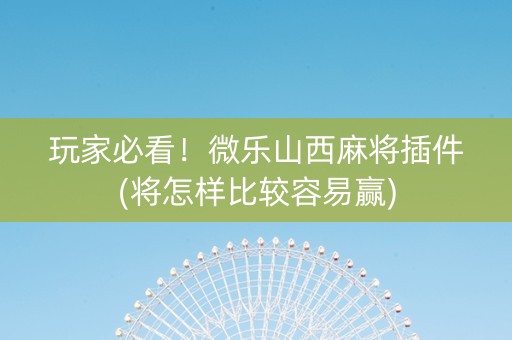 玩家必看！微乐山西麻将插件(将怎样比较容易赢)