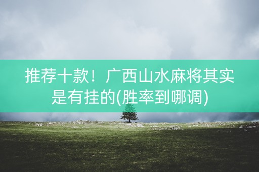 推荐十款！广西山水麻将其实是有挂的(胜率到哪调)