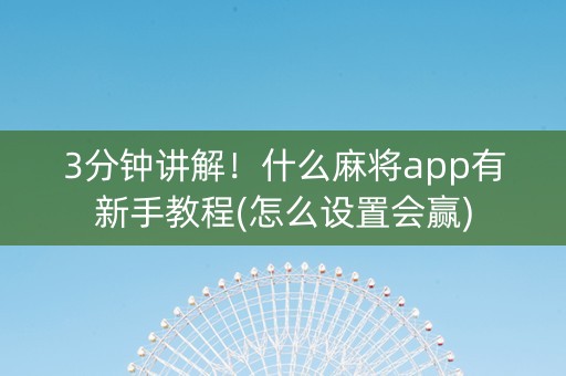 3分钟讲解！什么麻将app有新手教程(怎么设置会赢)