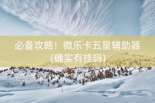必备攻略！微乐卡五星辅助器(确实有挂吗)