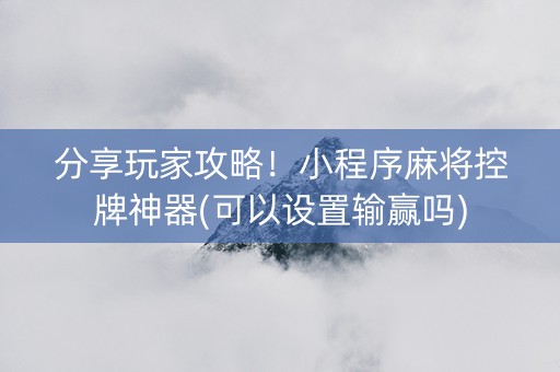 分享玩家攻略！小程序麻将控牌神器(可以设置输赢吗)