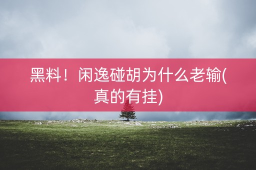黑料！闲逸碰胡为什么老输(真的有挂)