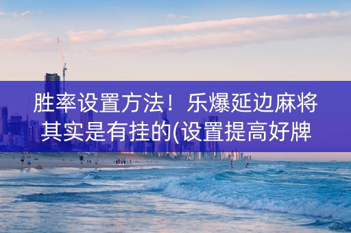 胜率设置方法！乐爆延边麻将其实是有挂的(设置提高好牌几率)