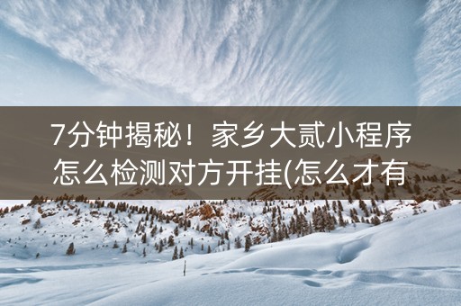 7分钟揭秘！家乡大贰小程序怎么检测对方开挂(怎么才有好牌)