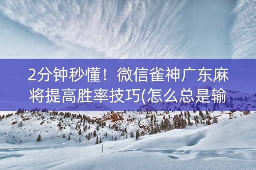 2分钟秒懂！微信雀神广东麻将提高胜率技巧(怎么总是输)