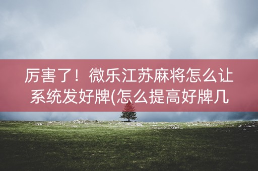 厉害了！微乐江苏麻将怎么让系统发好牌(怎么提高好牌几率)