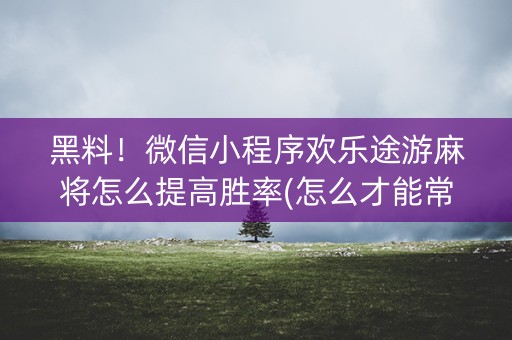 黑料！微信小程序欢乐途游麻将怎么提高胜率(怎么才能常赢)