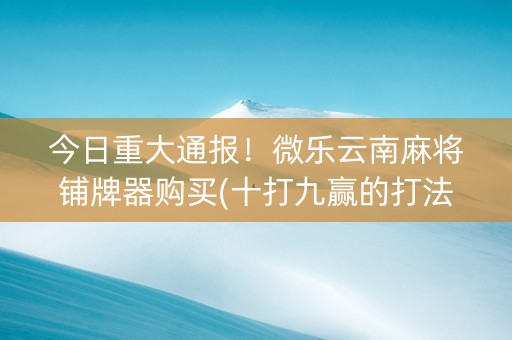 今日重大通报！微乐云南麻将铺牌器购买(十打九赢的打法)