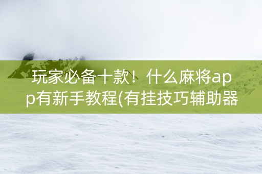 玩家必备十款！什么麻将app有新手教程(有挂技巧辅助器)
