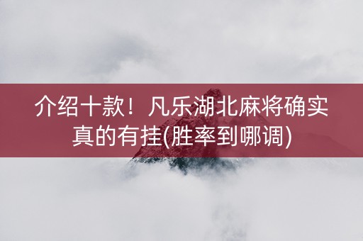 介绍十款！凡乐湖北麻将确实真的有挂(胜率到哪调)