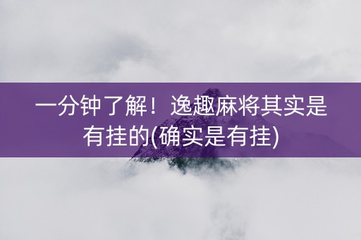 一分钟了解！逸趣麻将其实是有挂的(确实是有挂)