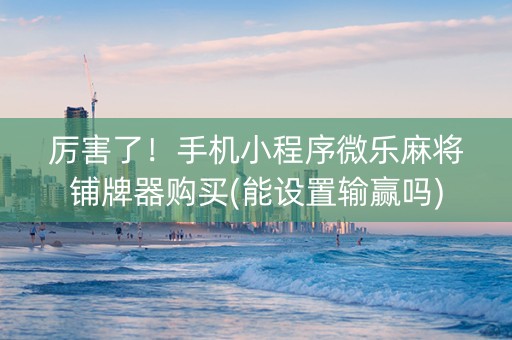 厉害了！手机小程序微乐麻将铺牌器购买(能设置输赢吗)