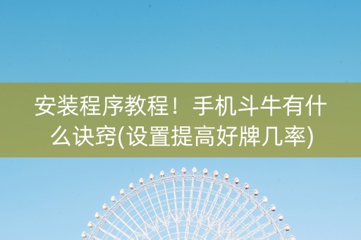 安装程序教程！手机斗牛有什么诀窍(设置提高好牌几率)