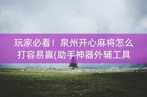玩家必看！泉州开心麻将怎么打容易赢(助手神器外辅工具)