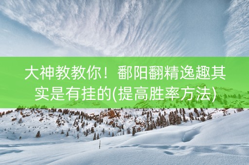 大神教教你！鄱阳翻精逸趣其实是有挂的(提高胜率方法)