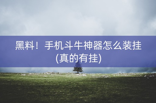 黑料！手机斗牛神器怎么装挂(真的有挂)
