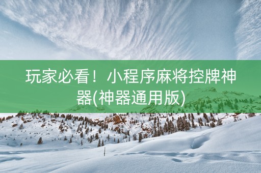 玩家必看！小程序麻将控牌神器(神器通用版)