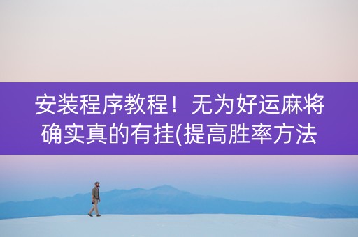 安装程序教程！无为好运麻将确实真的有挂(提高胜率方法)