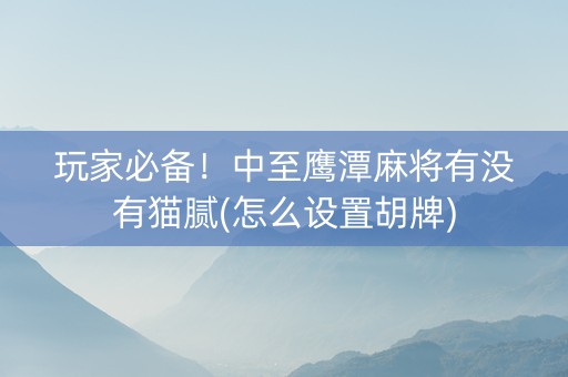 玩家必备！中至鹰潭麻将有没有猫腻(怎么设置胡牌)