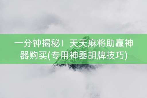 一分钟揭秘！天天麻将助赢神器购买(专用神器胡牌技巧)