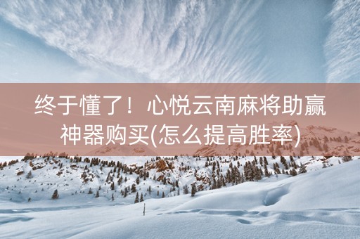 终于懂了！心悦云南麻将助赢神器购买(怎么提高胜率)