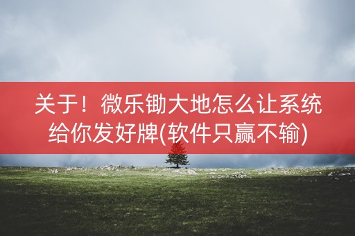 关于！微乐锄大地怎么让系统给你发好牌(软件只赢不输)