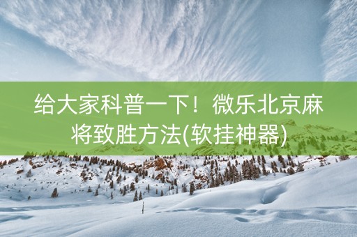 给大家科普一下！微乐北京麻将致胜方法(软挂神器)