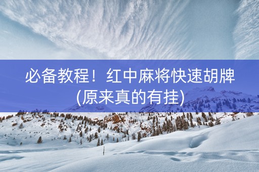 必备教程！红中麻将快速胡牌(原来真的有挂)