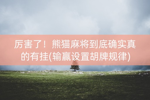 厉害了！熊猫麻将到底确实真的有挂(输赢设置胡牌规律)
