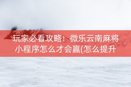 玩家必看攻略！微乐云南麻将小程序怎么才会赢(怎么提升胜率)
