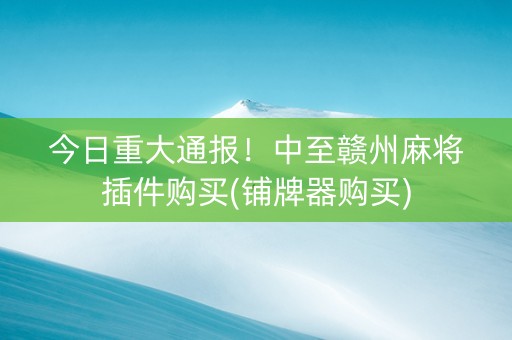 今日重大通报！中至赣州麻将插件购买(铺牌器购买)