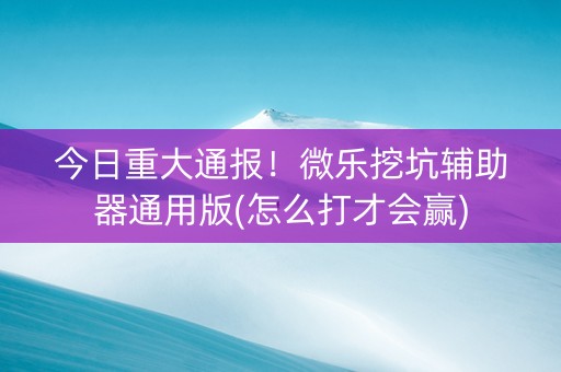 今日重大通报！微乐挖坑辅助器通用版(怎么打才会赢)