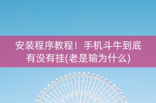 安装程序教程！手机斗牛到底有没有挂(老是输为什么)