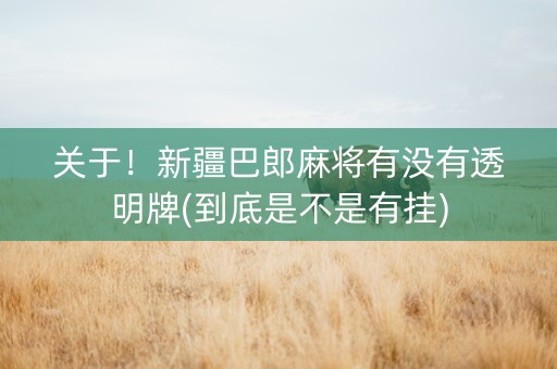 关于！新疆巴郎麻将有没有透明牌(到底是不是有挂)