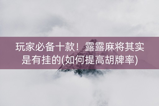 玩家必备十款！露露麻将其实是有挂的(如何提高胡牌率)