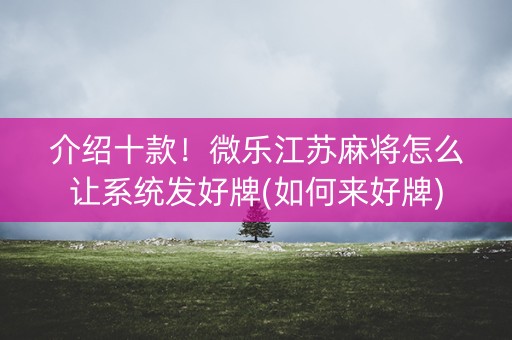 介绍十款！微乐江苏麻将怎么让系统发好牌(如何来好牌)