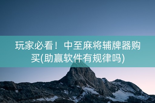 玩家必看！中至麻将辅牌器购买(助赢软件有规律吗)